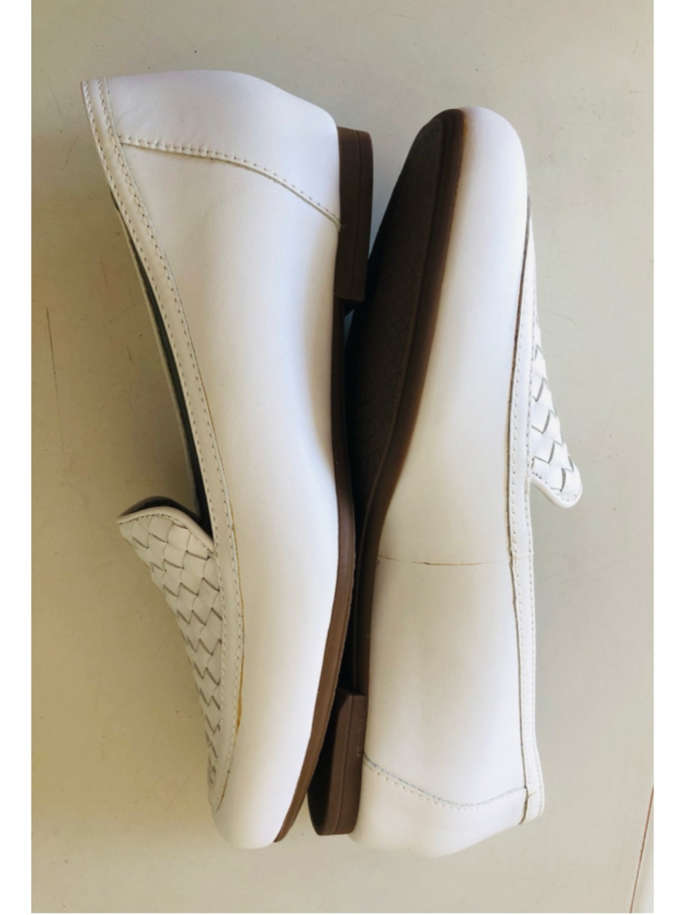 Size 8M Munro Karter White Leather Loafer Basketweave Quiet Luxury Office Chic - Picture 10 of 12